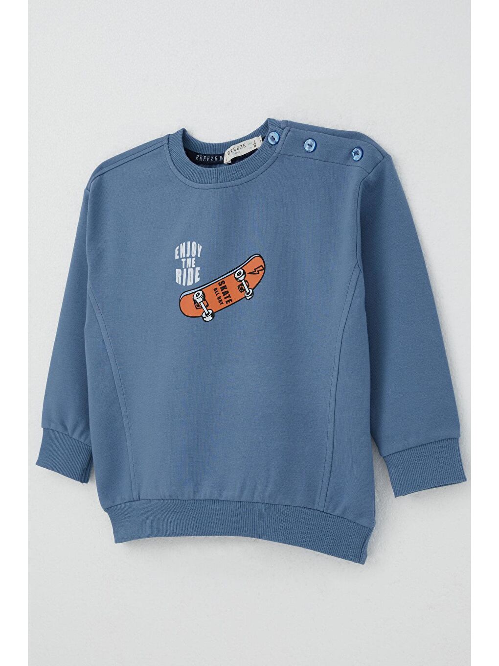 Erkek Bebek Eşofman Takımı Kaykay Zamanı İndigo (9 Ay-1 Yaş)-7