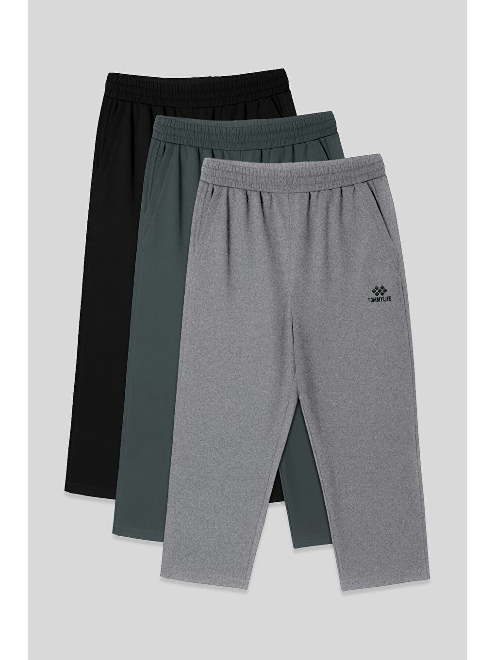 Standart Fit 3lü Paket Siyah-Haki-Gri Melanj Erkek Kapri - 83102