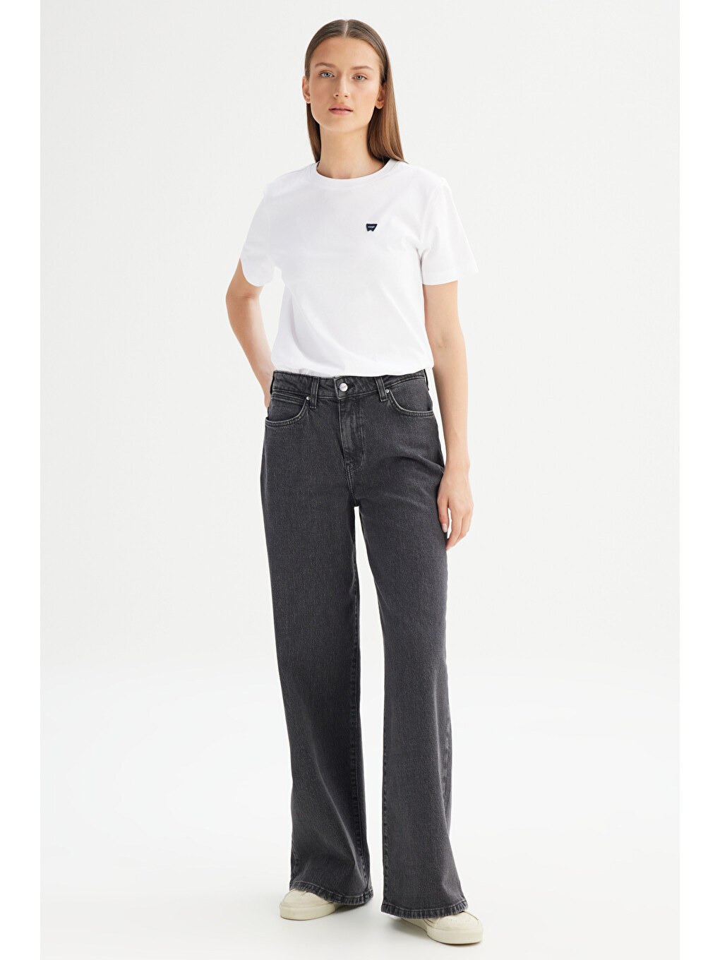 Wide Leg Yüksek Bel Geniş Paça Siyah Esnek Jean Denim Pantolon-2
