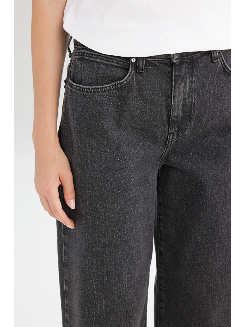 Wide Leg Yüksek Bel Geniş Paça Siyah Esnek Jean Denim Pantolon-3