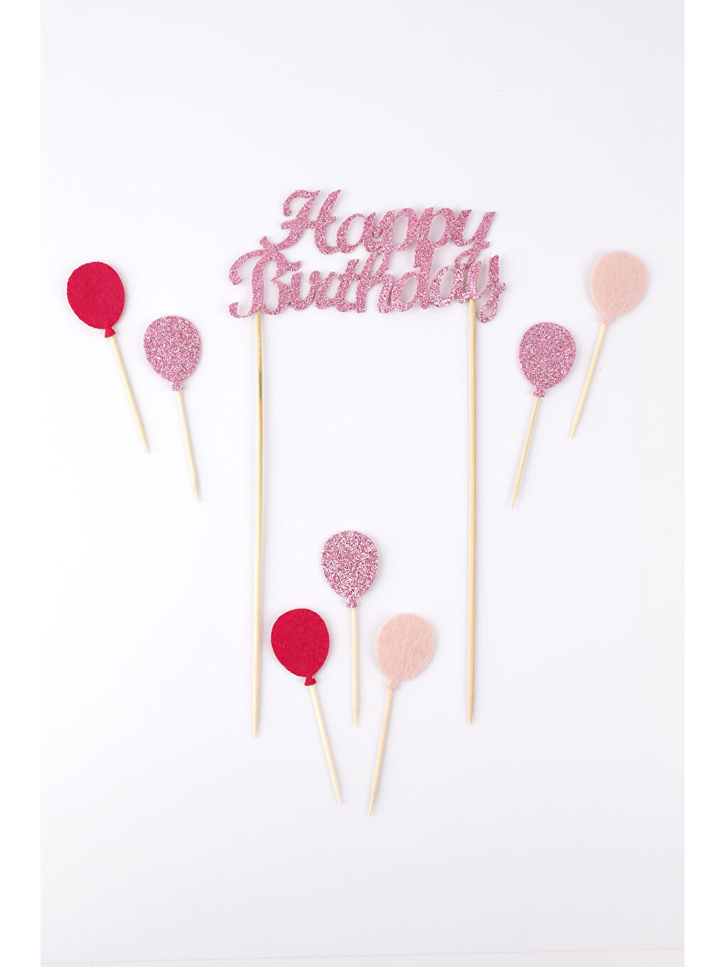 Pembe Happy Birthday Balon Pasta Süsü