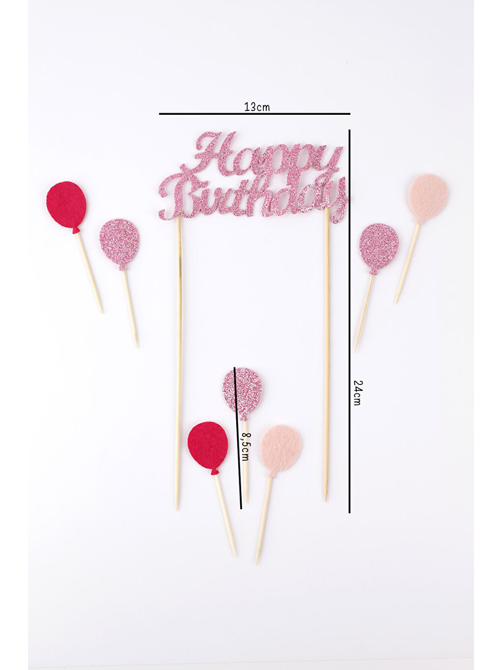 Pembe Happy Birthday Balon Pasta Süsü-3