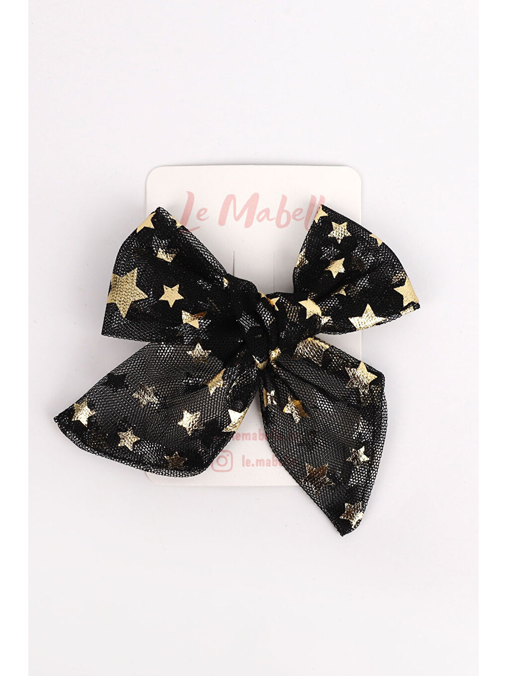 Siyah Yıldız Baskılı Tül Kız Çocuk Klips Toka