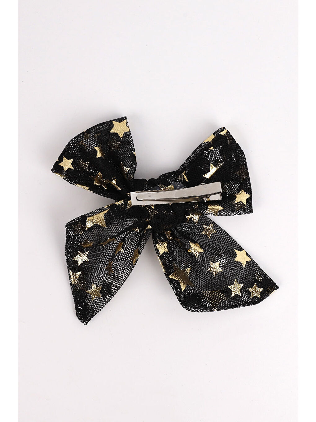 Siyah Yıldız Baskılı Tül Kız Çocuk Klips Toka-1