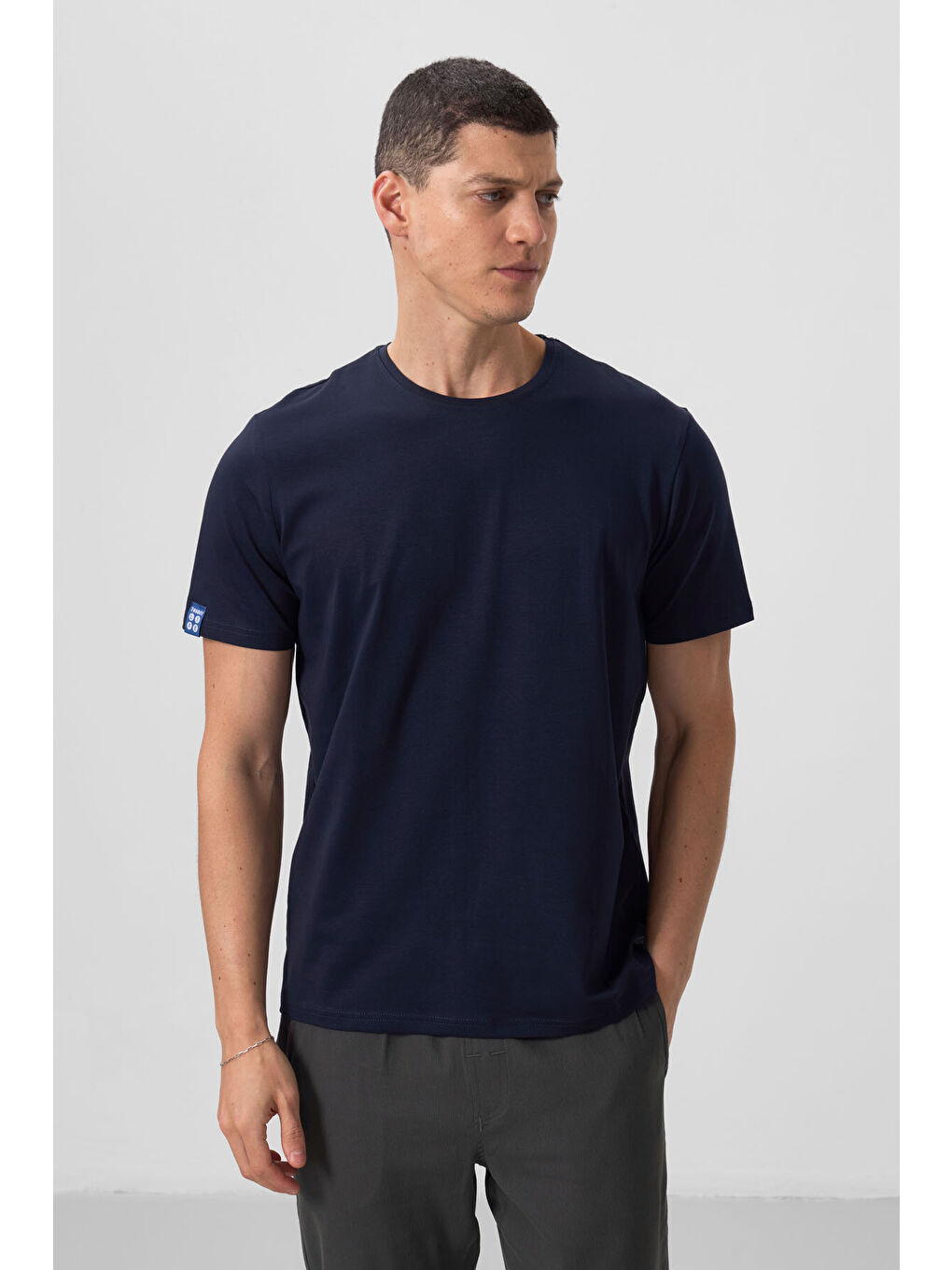 Standart Fit Basic O Yaka 2'li Paket Siyah-Lacivert Erkek Tişört - 87911-2