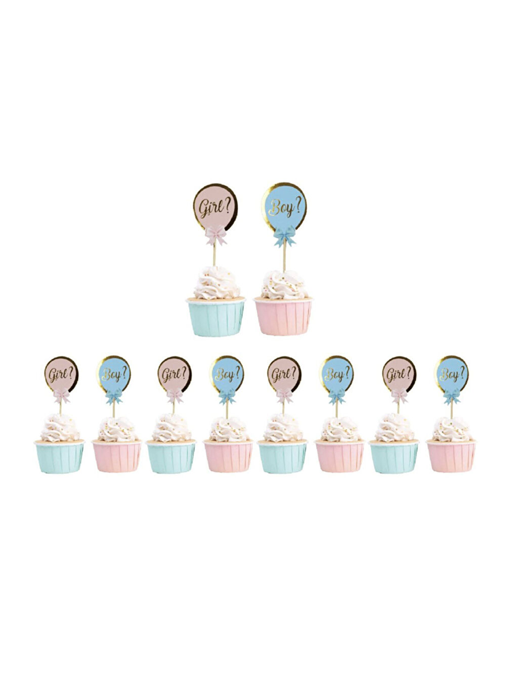 Karışık Çok Renkli Girl Boy 10'lu Kürdan Pasta Süsü