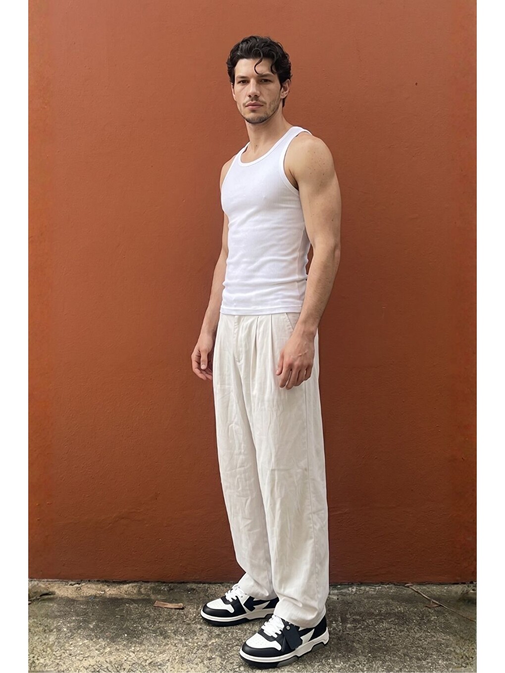 Erkek Tank Top Beyaz Atlet