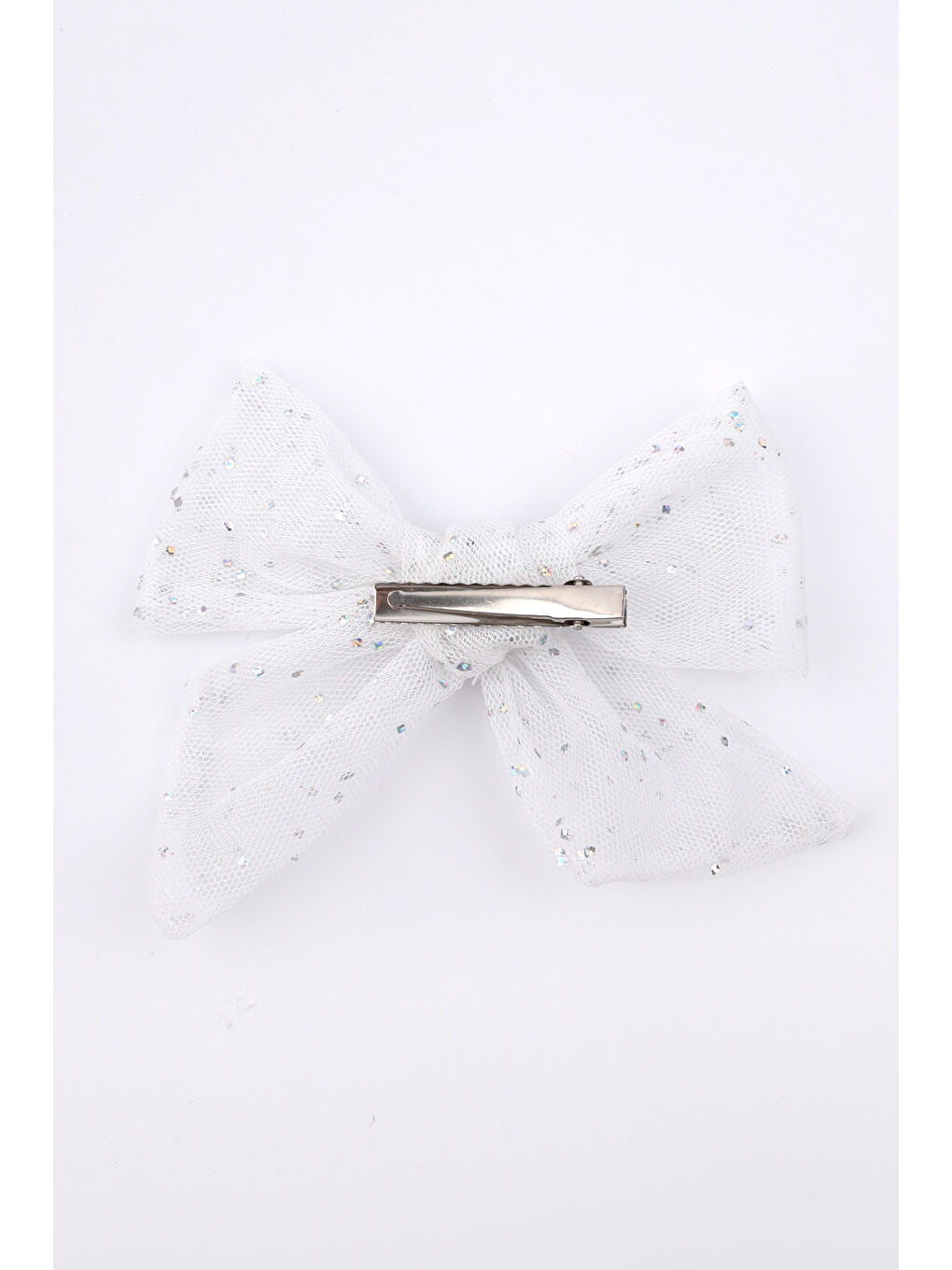 Ekru Simli Tül Fiyonk Kız Çocuk Klips Toka-2