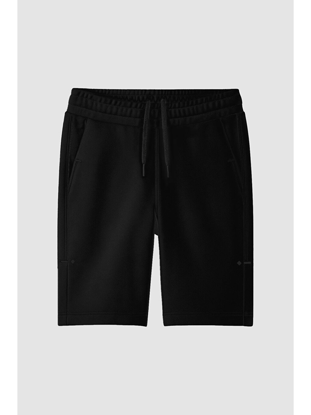 Siyah Rahat Form Bağcıklı Cep Detaylı Battal  Erkek Büyük Beden Şort - 81297-1