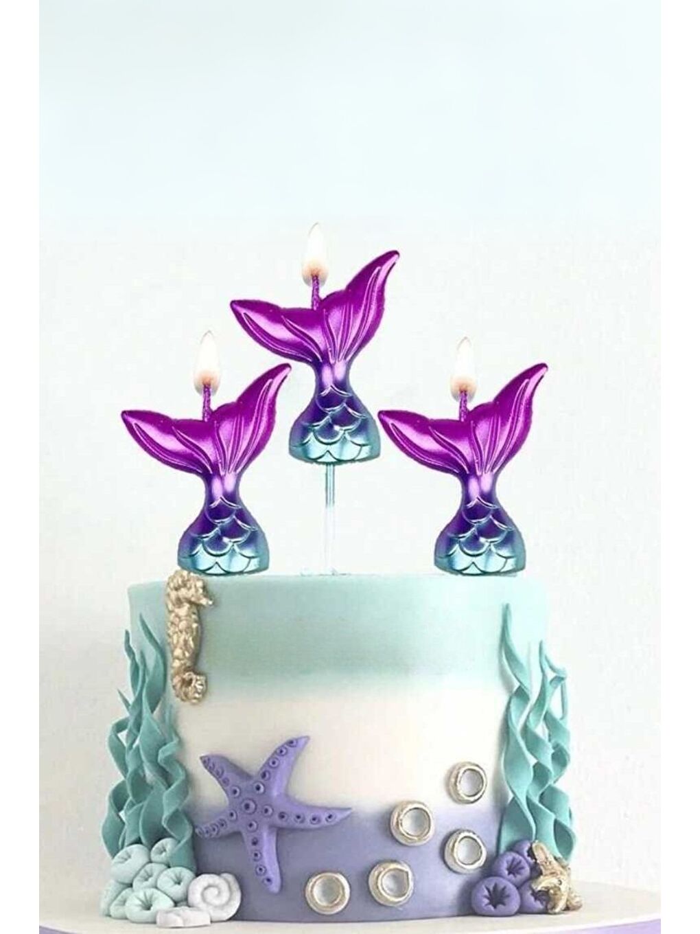 Lila Deniz Kızı 3'Lü Kısa Mum