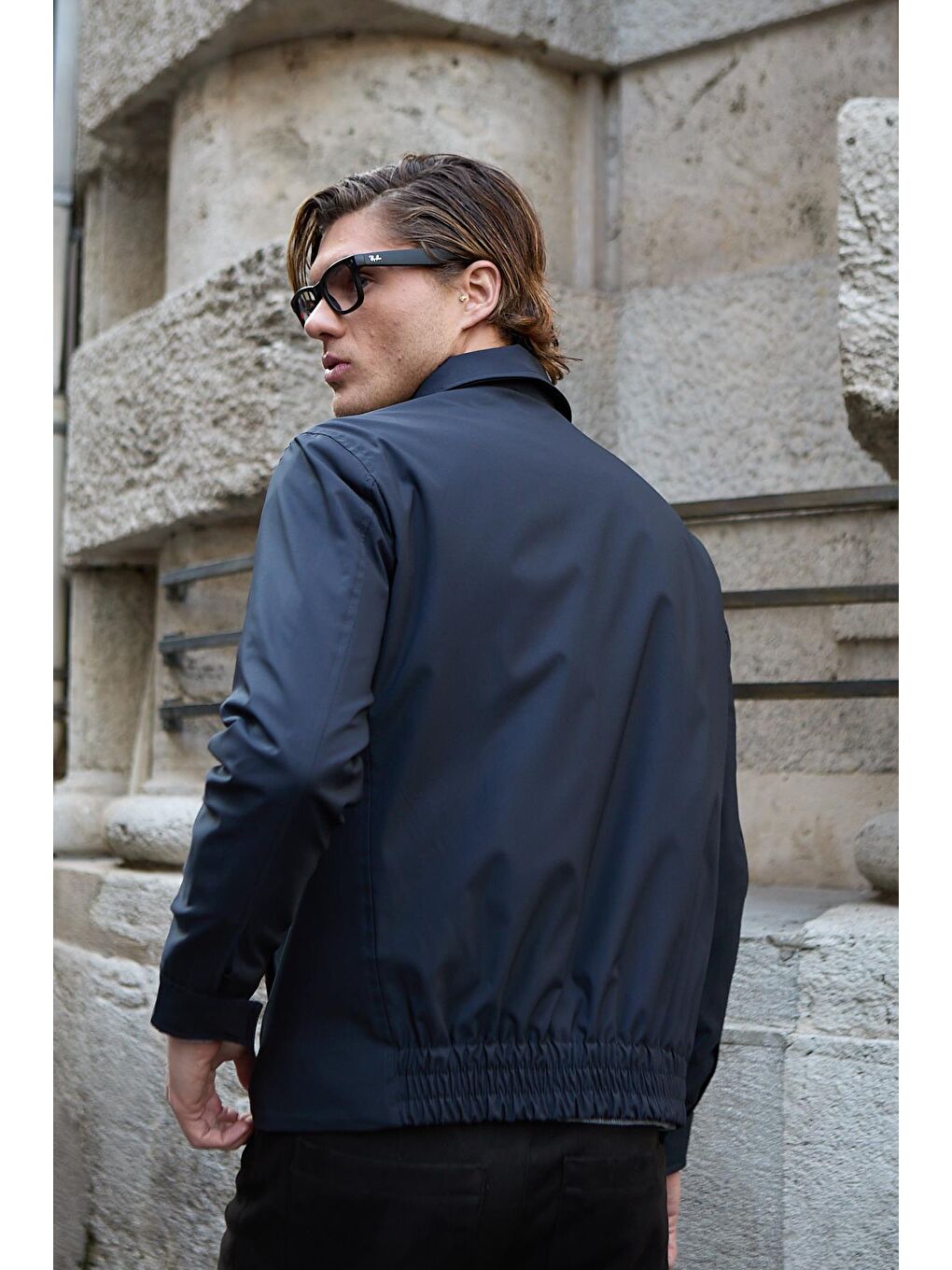 Erkek Su Geçirmez Mevsimlik Lacivert Ceket Mont-6