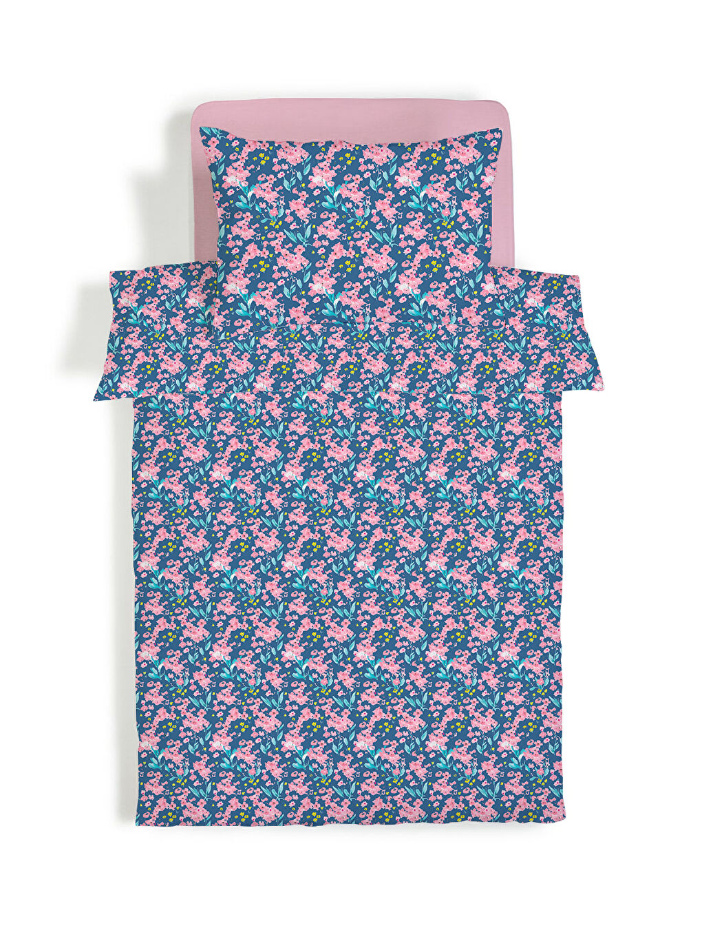 Karışık Çiçek Desenli Çarşafsız 2 li Takım Baskılı Tek Kişilik Nevresim Takımı 160x220 cm-2