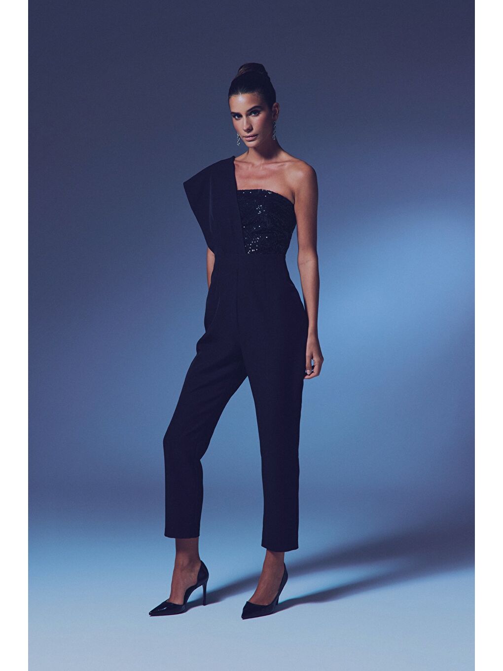 Tasarım Payetli Tulum - Siyah-2