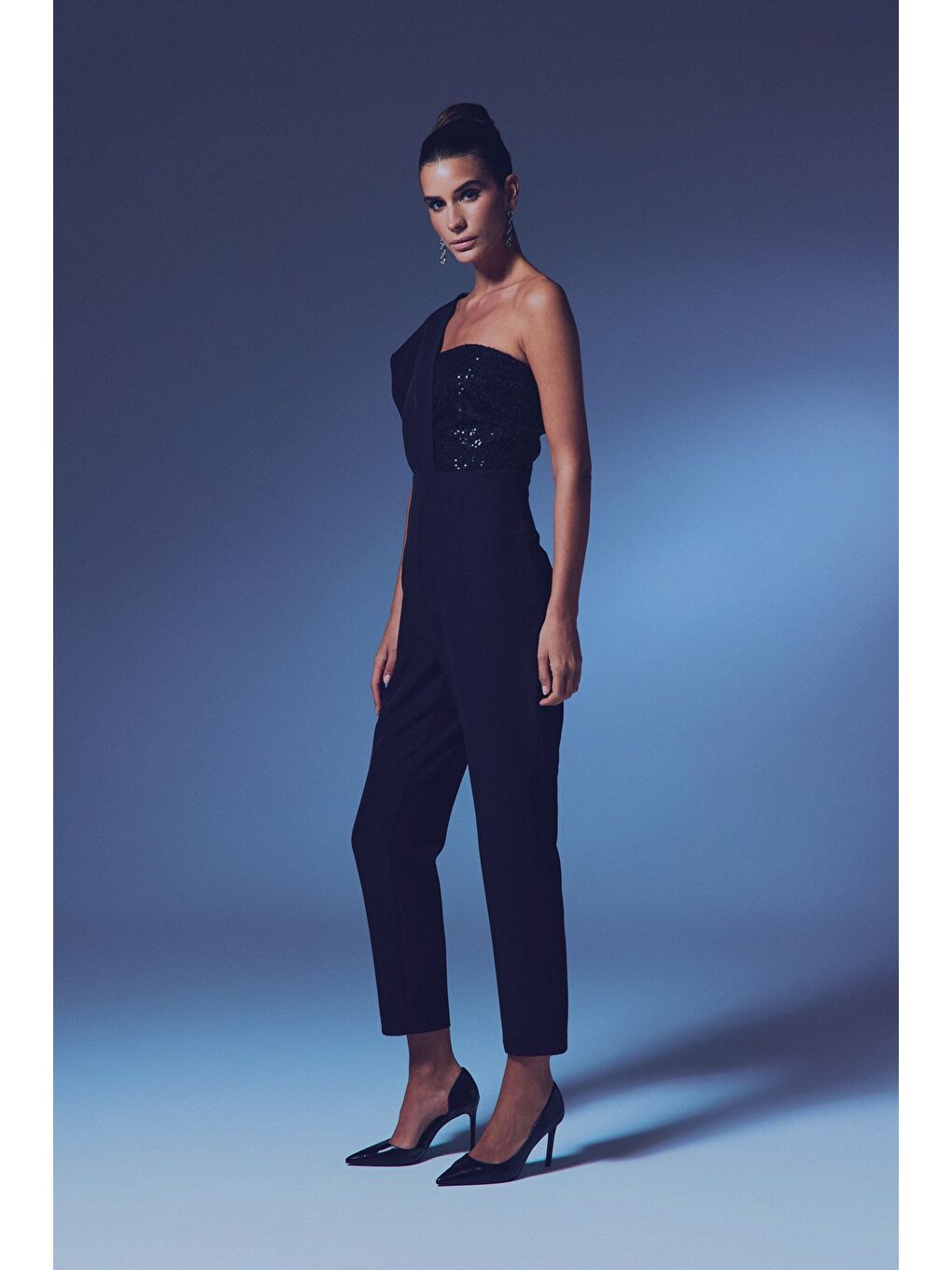 Tasarım Payetli Tulum - Siyah-3