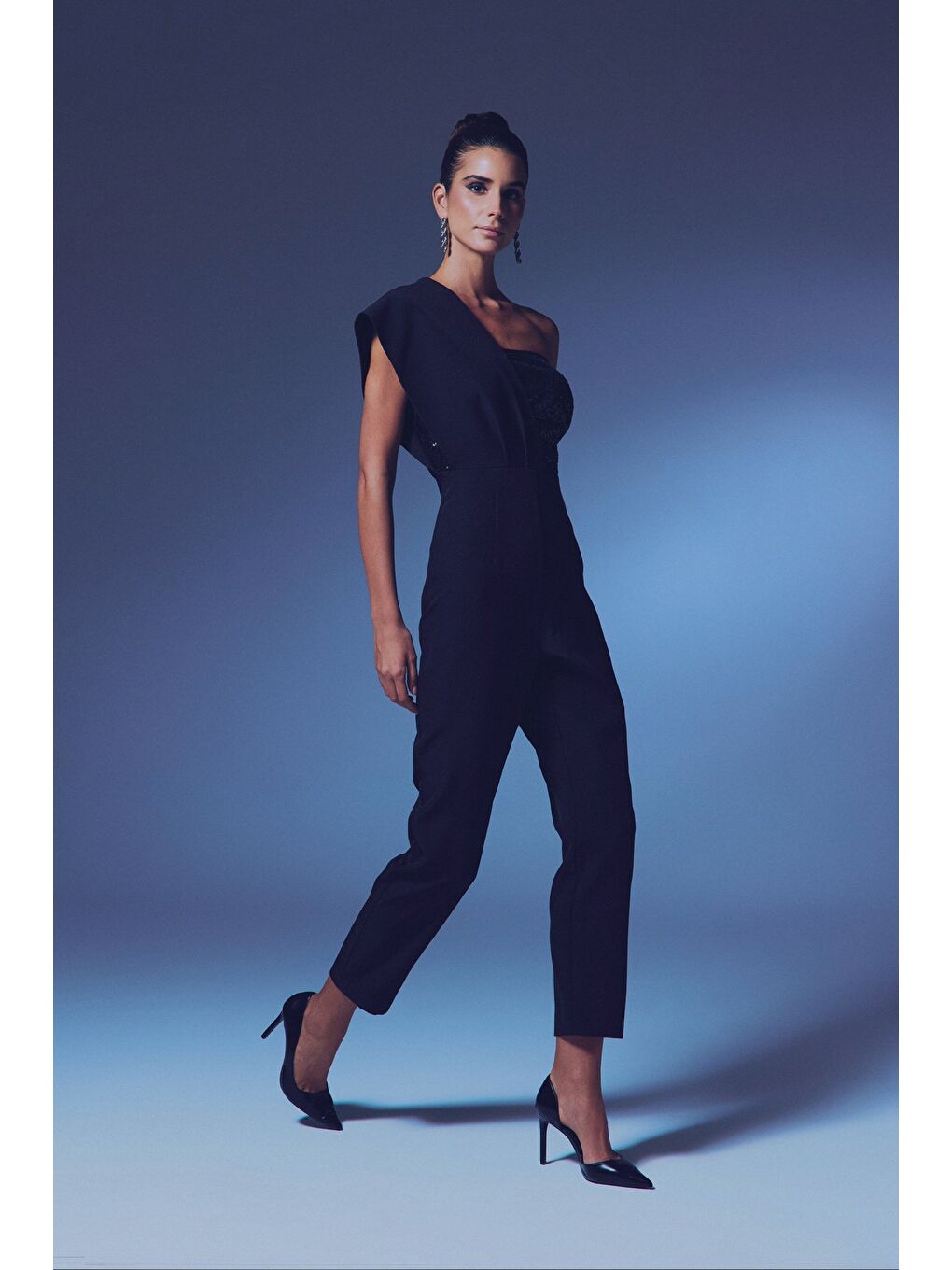 Tasarım Payetli Tulum - Siyah-4