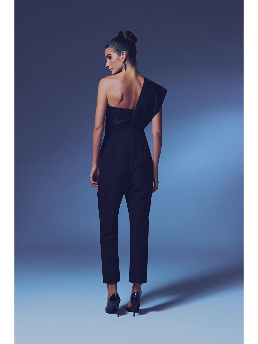 Tasarım Payetli Tulum - Siyah-5