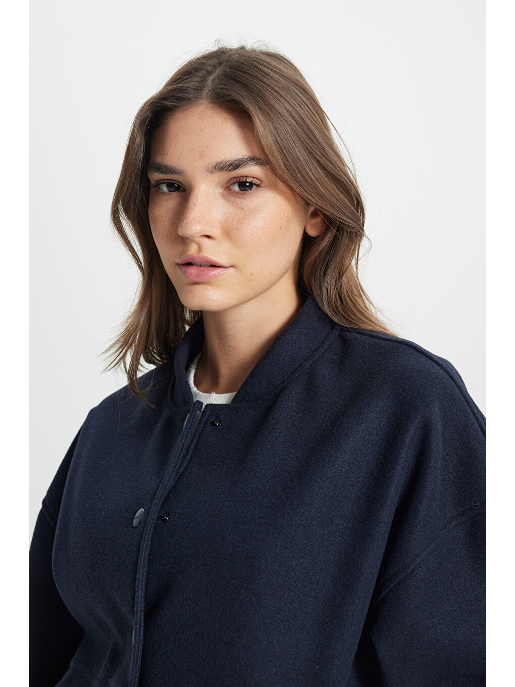 Loose Fit Rahat Kesim Lacivert Bomber Ceket-5