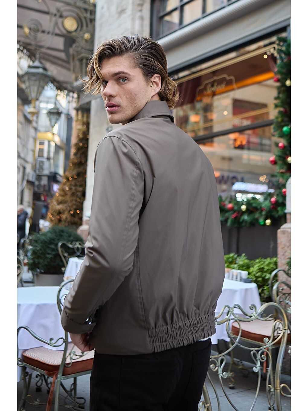 Bej Erkek Su Geçirmez Mevsimlik Vizon Ceket Mont-6