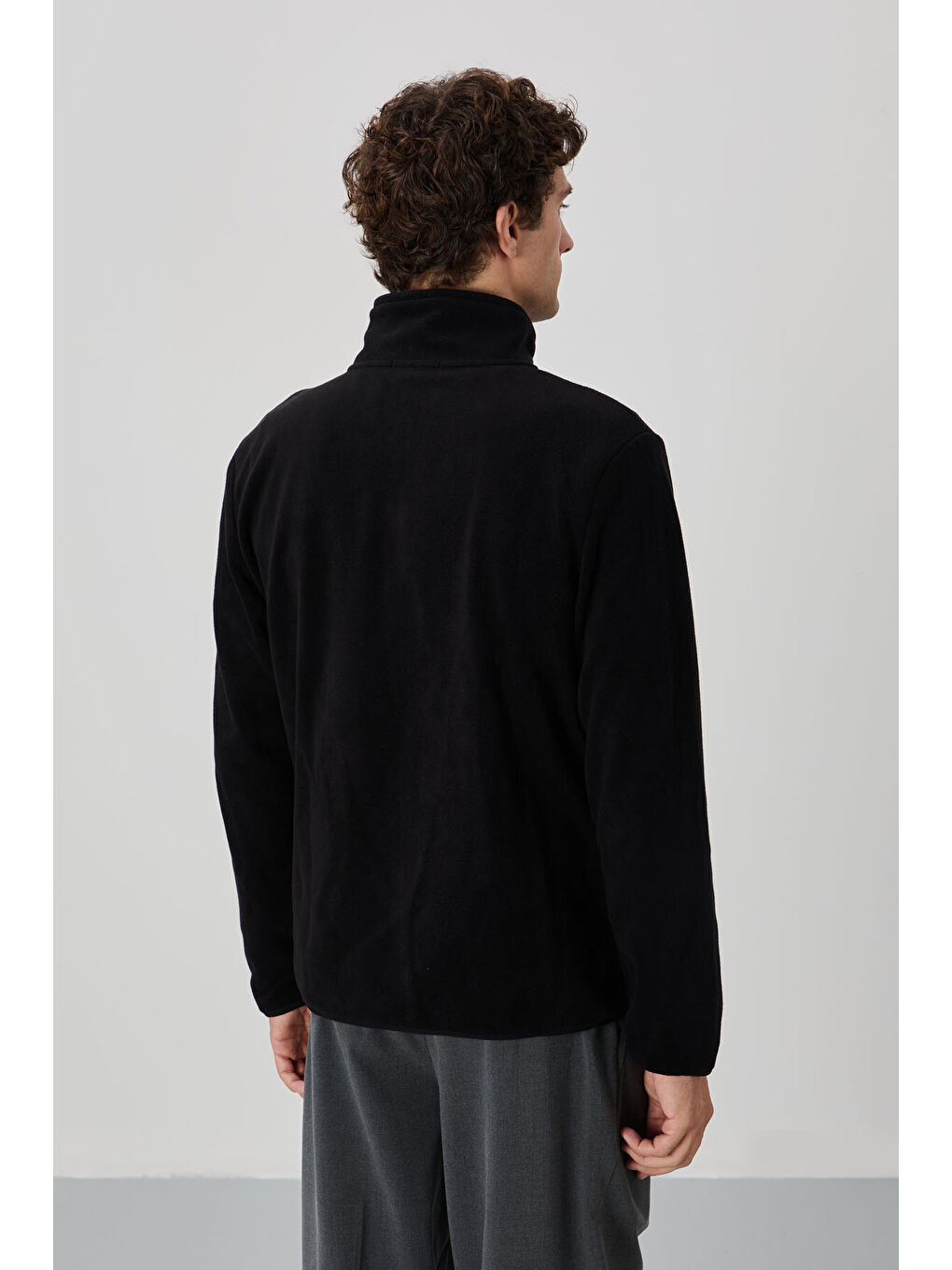 Standart Kalıp Dik Yaka 2li Paket Siyah-Camel Erkek Polar Sweatshirt - 87992-3