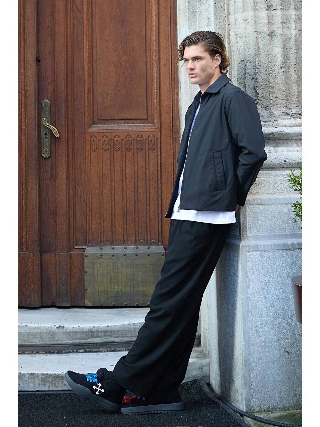 Erkek Su Geçirmez Mevsimlik Siyah Ceket Mont-6