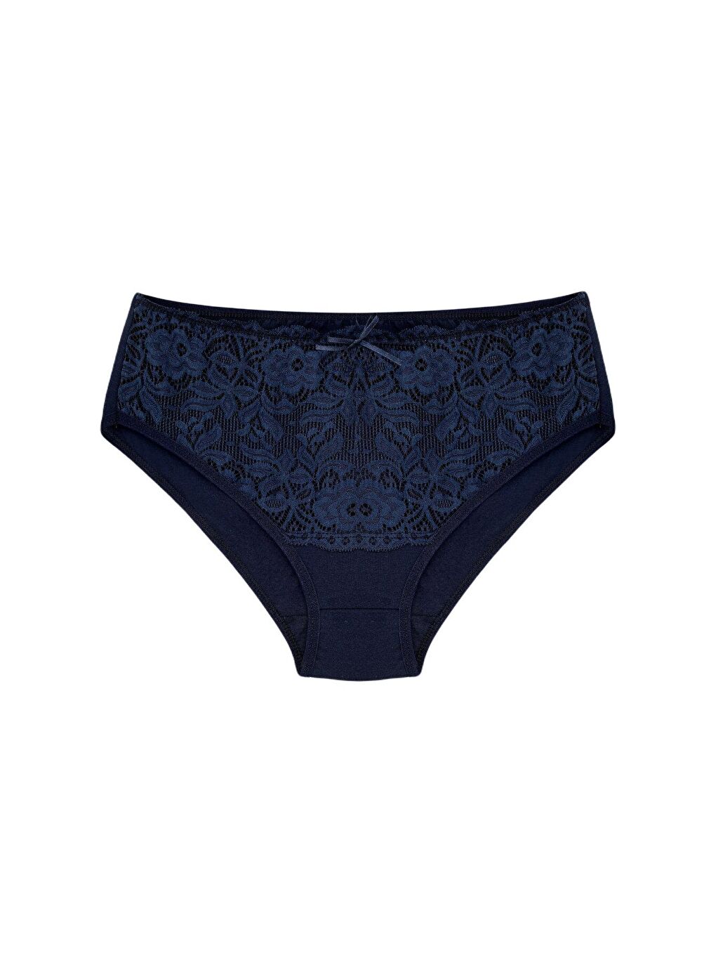 Lacivert Pamuklu Ön Bel Dantel Detay Kadın Külot 2'li-2