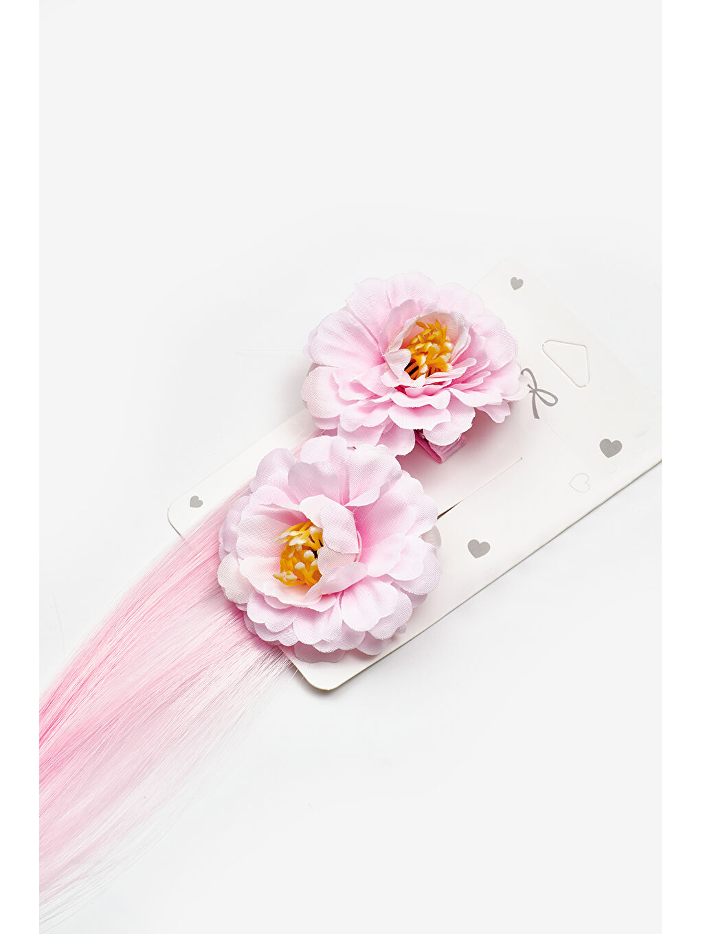 Pembe Çiçek Detaylı Saçlı Kız Çocuk İkili Toka Set-1