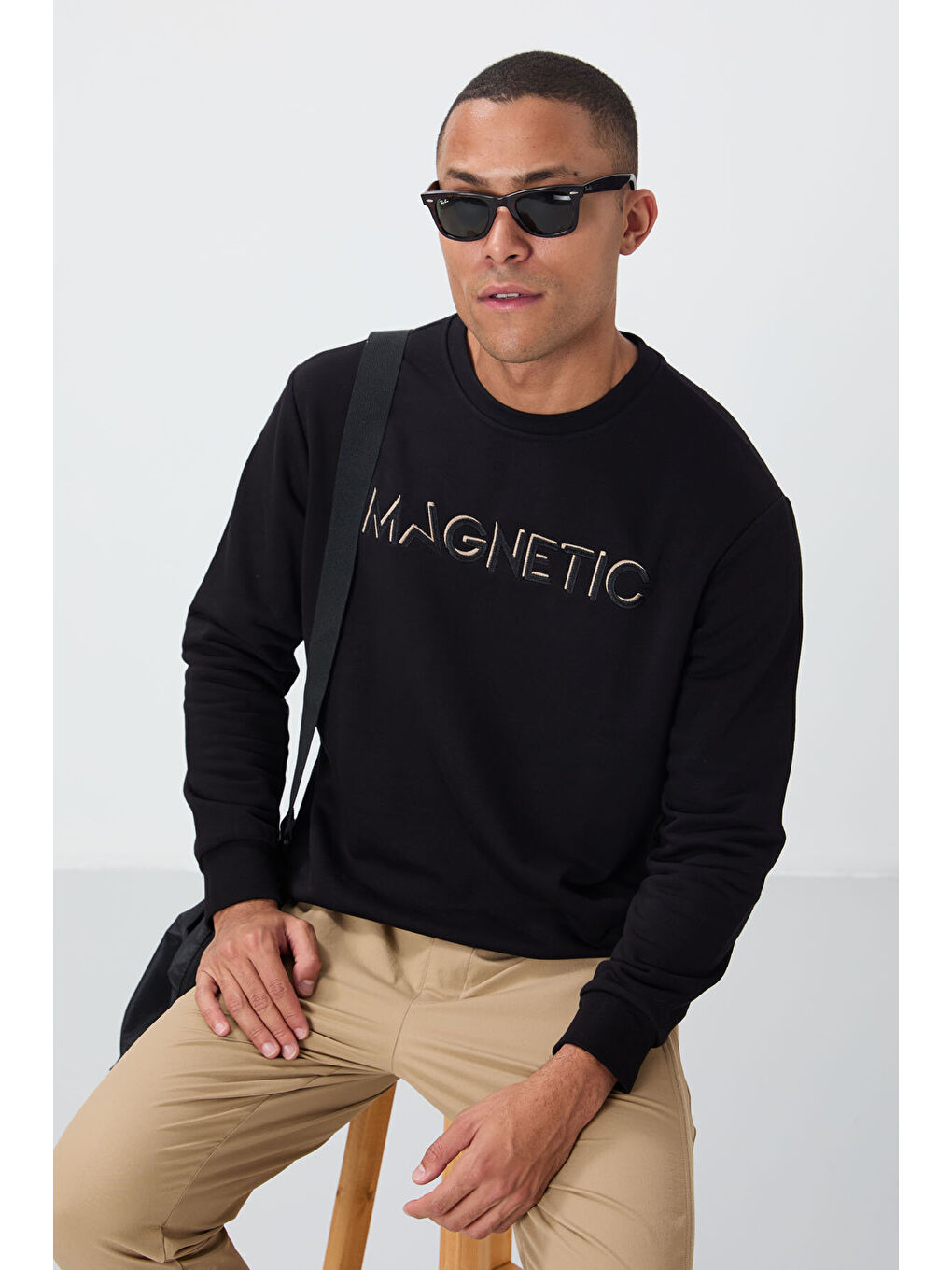 Rahat Form O Yaka 2li Paket Siyah-Camel Erkek Sweatshirt - 88020-3