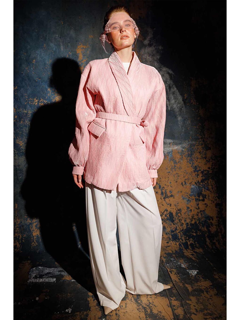 Premium Pilise Dokulu Ceket - Pembe-1