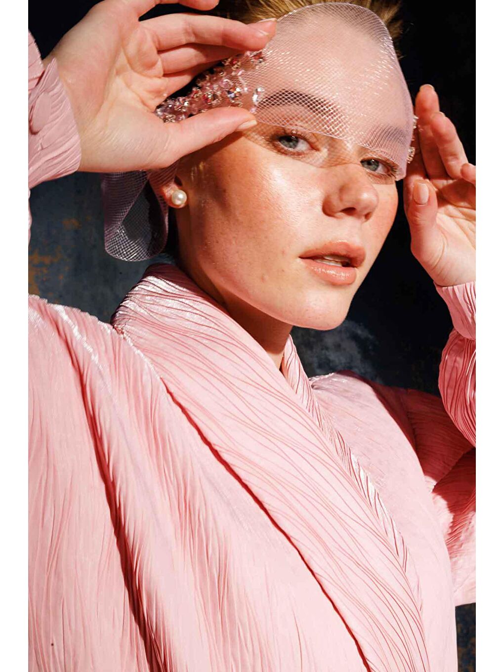 Premium Pilise Dokulu Ceket - Pembe-2