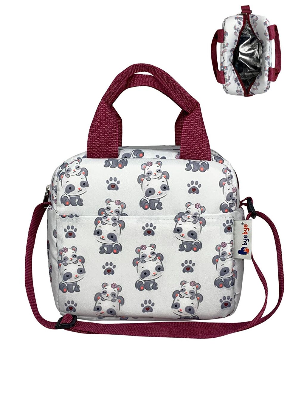 Çanta Bye Bye Lunch Omuz Askılı Beslenme Çantası ve Termos Yemek Taşıma Çantası - Bordo