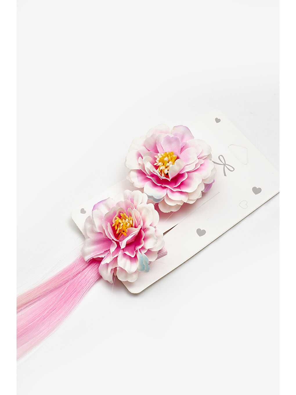 Ekru Çiçek Detaylı Saçlı Kız Çocuk İkili Toka Set-1