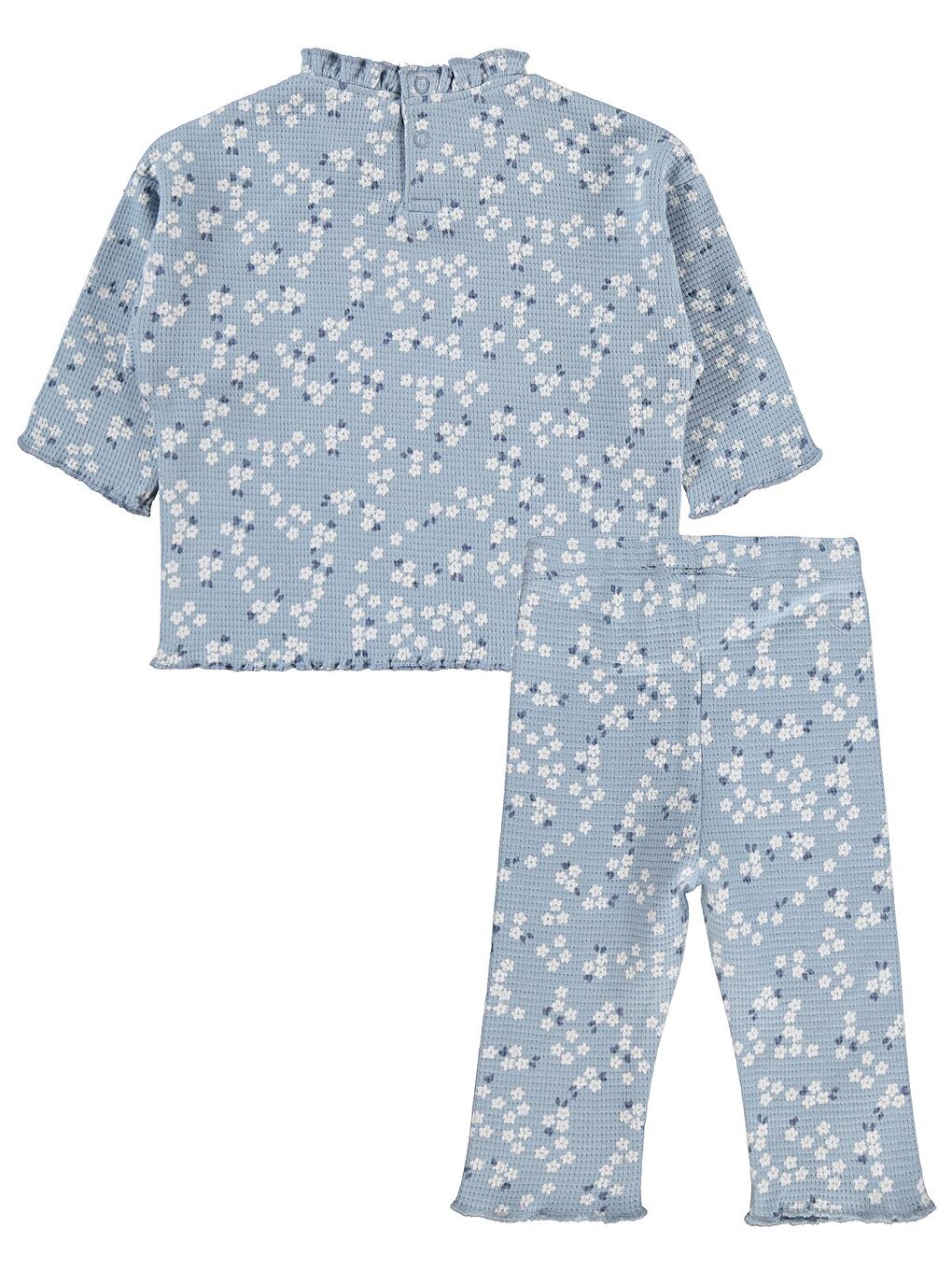Baby Mini Çiçek Baskılı 6-18 Ay Takım - Mavi 18-24 Ay-1
