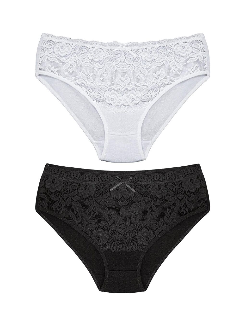 Beyaz Pamuklu Ön Bel Dantel Detay Kadın Külot 2'li