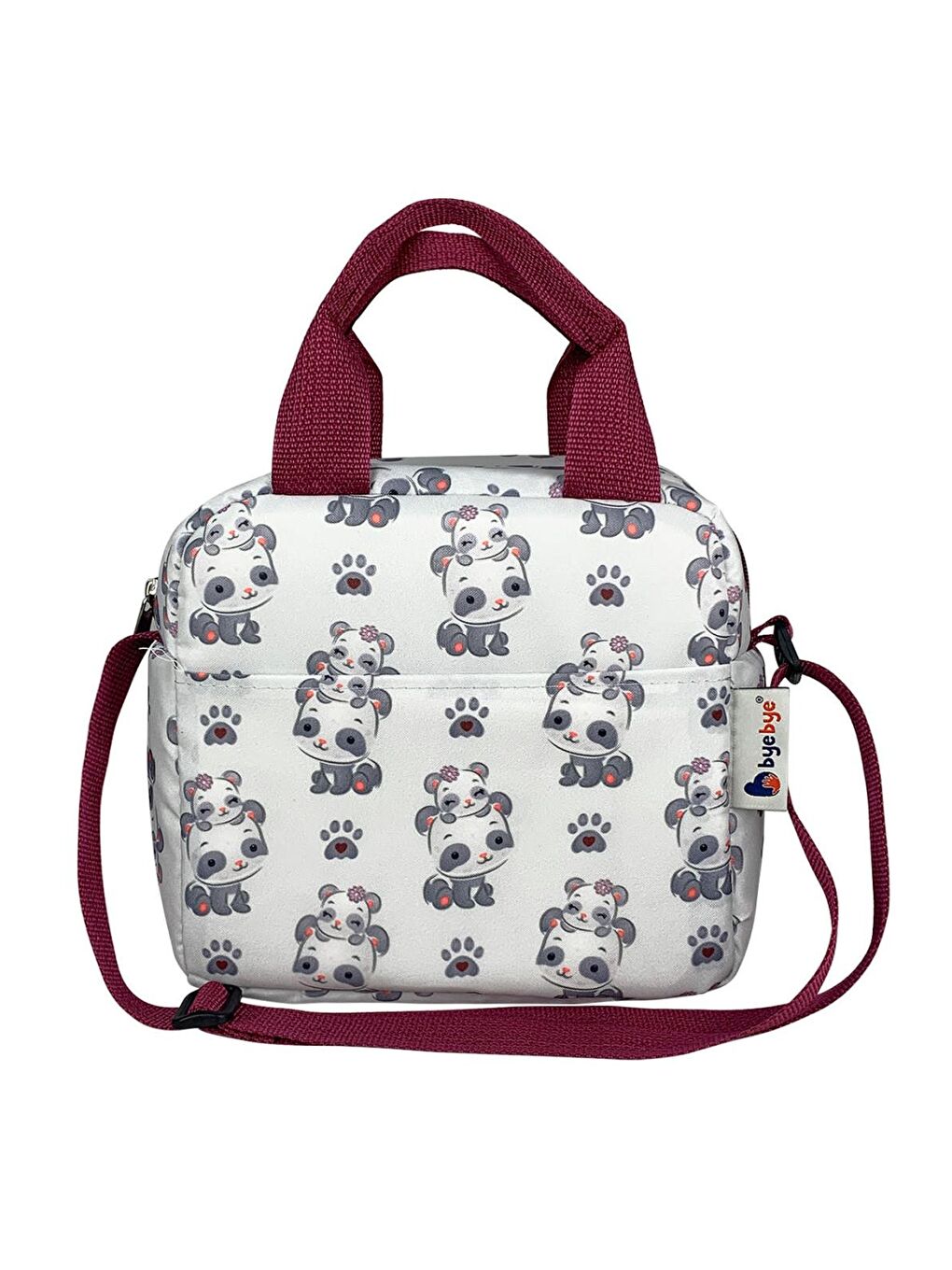 Çanta Bye Bye Lunch Omuz Askılı Beslenme Çantası ve Termos Yemek Taşıma Çantası - Bordo-3
