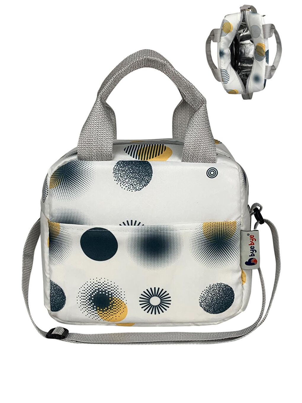 Çanta Bye Bye Lunch Omuz Askılı Beslenme Çantası ve Termos Yemek Taşıma Çantası - Gri