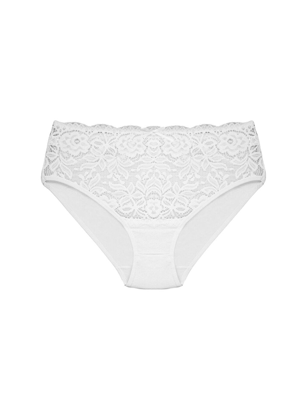 Beyaz Pamuklu Ön Bel Dantel Detay Kadın Külot 2'li-2