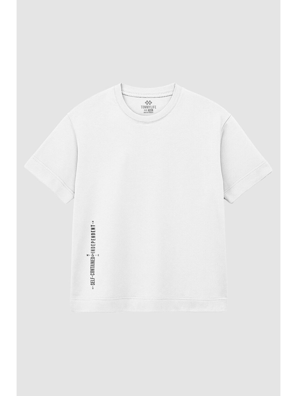 Beyaz Baskılı O Yaka Rahat Form Battal  Erkek Büyülk Beden Tişört - 88472