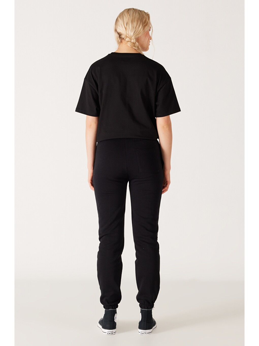 Regular Fit Normal Kesim İçi Polarlı Cepli Siyah Jogger Eşofman Altı-5