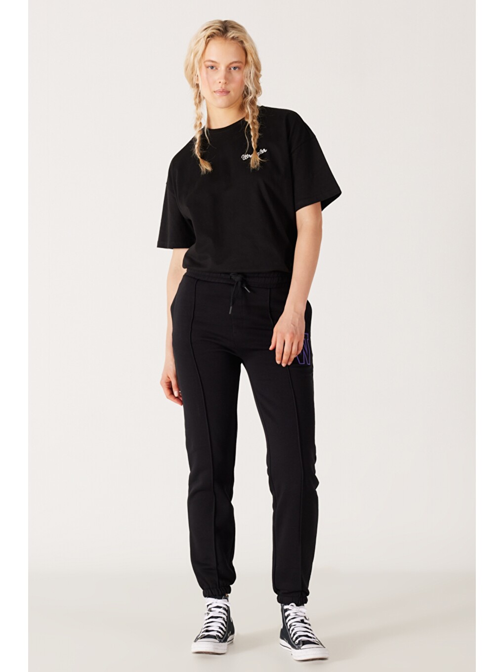 Regular Fit Normal Kesim İçi Polarlı Cepli Siyah Jogger Eşofman Altı-1