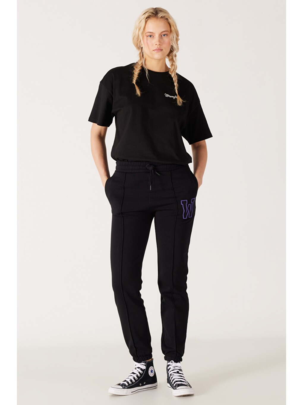 Regular Fit Normal Kesim İçi Polarlı Cepli Siyah Jogger Eşofman Altı-2