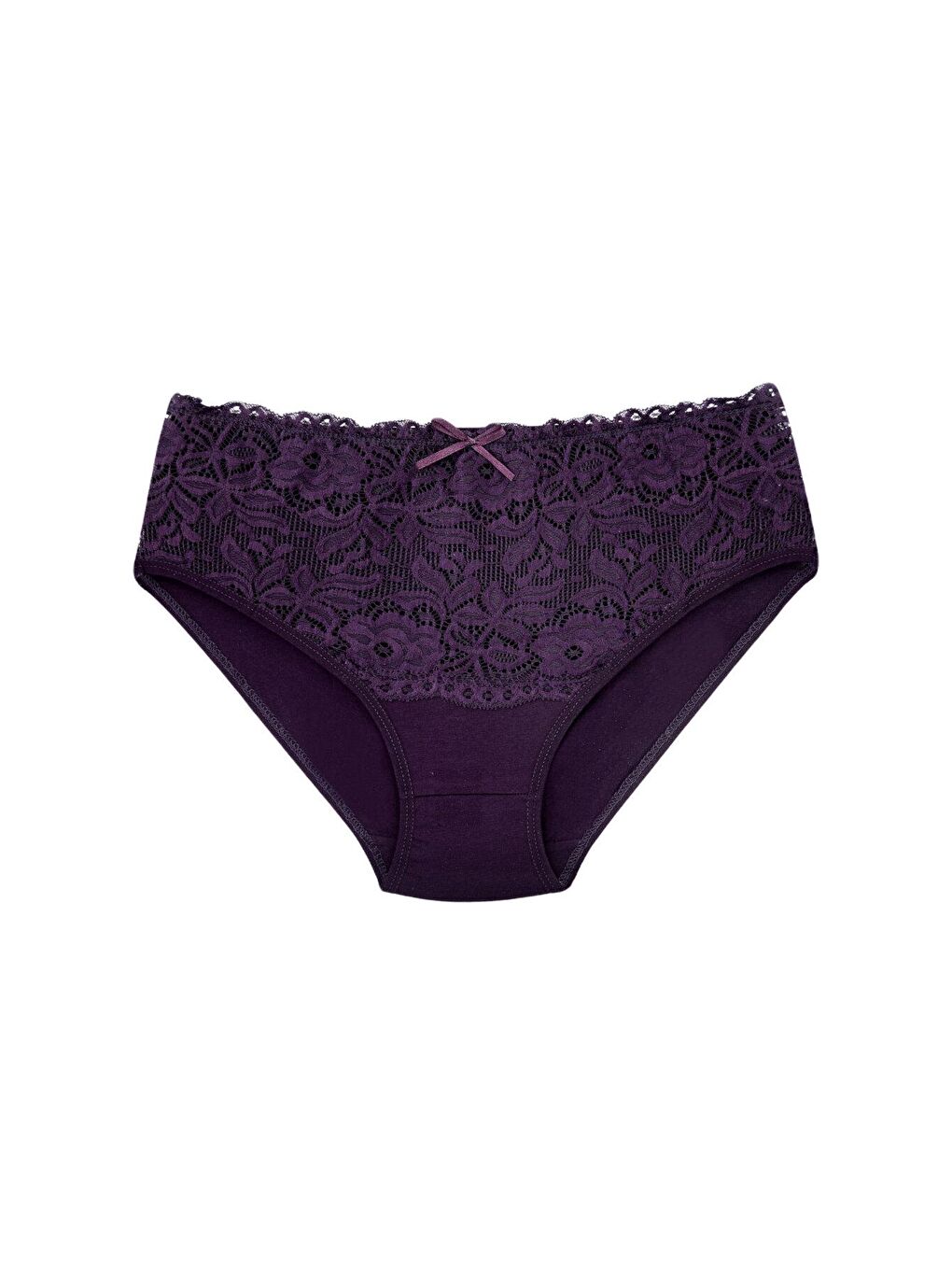 Mor Pamuklu Ön Bel Dantel Detay Kadın Külot 2'li-1