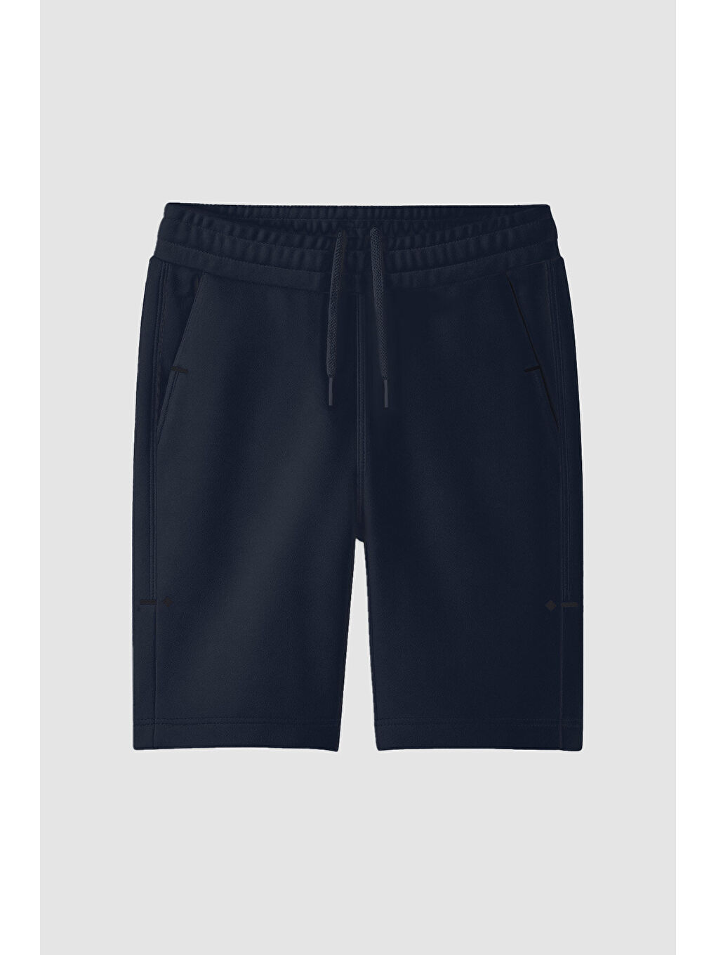 Lacivert Rahat Form Bağcıklı Cep Detaylı Battal  Erkek Büyük Beden Şort - 81297-1