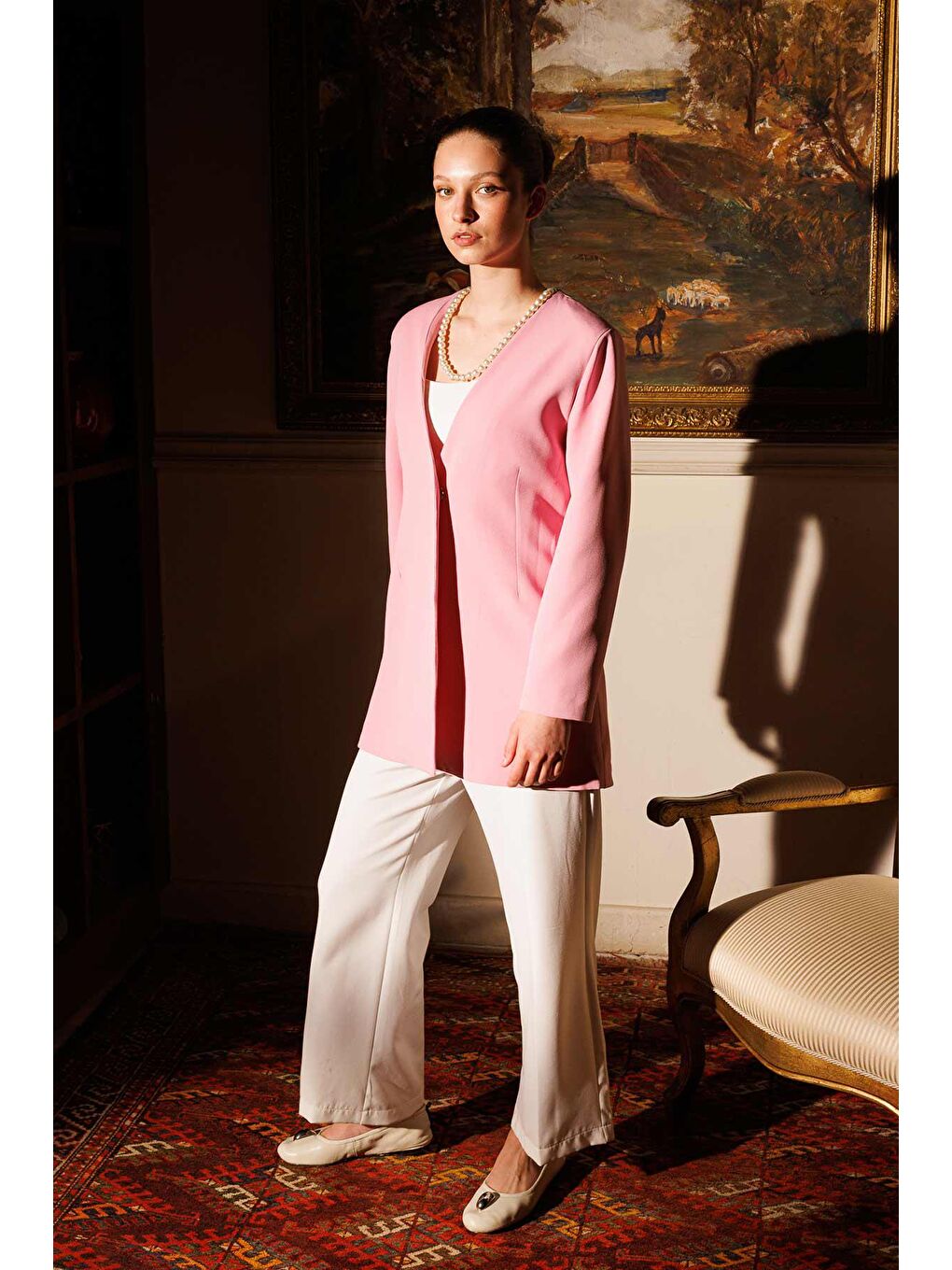 Pilise Aksesuarlı Blazer Ceket - Pembe-3