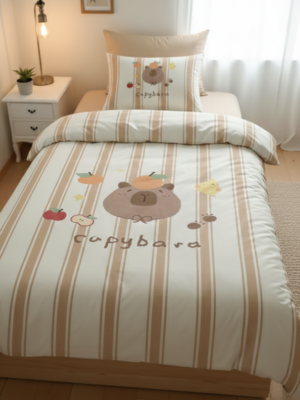 Karışık Capy&bara Desenli Çocuk ve Tek Kişilik Nevresim Takımı 160x220 cm