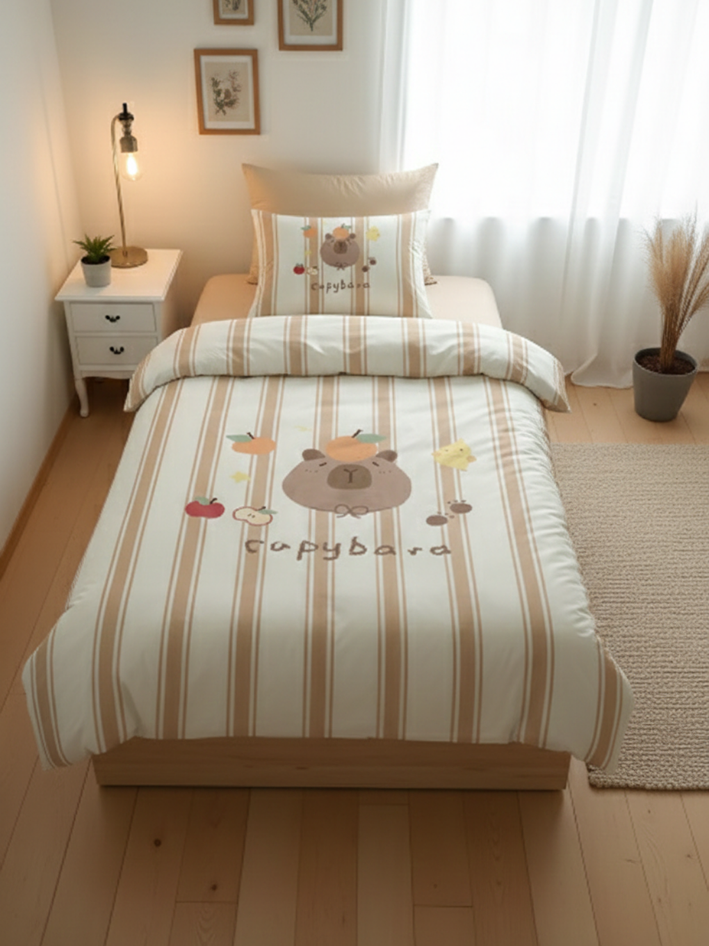 Karışık Capy&bara Desenli Çocuk ve Tek Kişilik Nevresim Takımı 160x220 cm-1