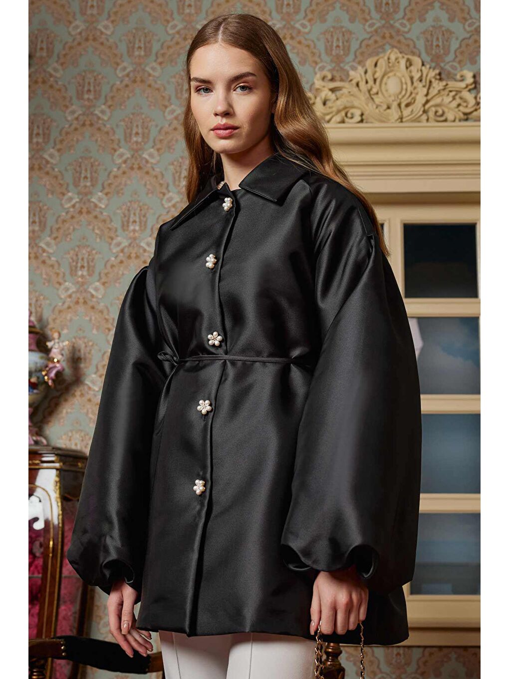 Balon Kol Brokar Tunik - Siyah-2