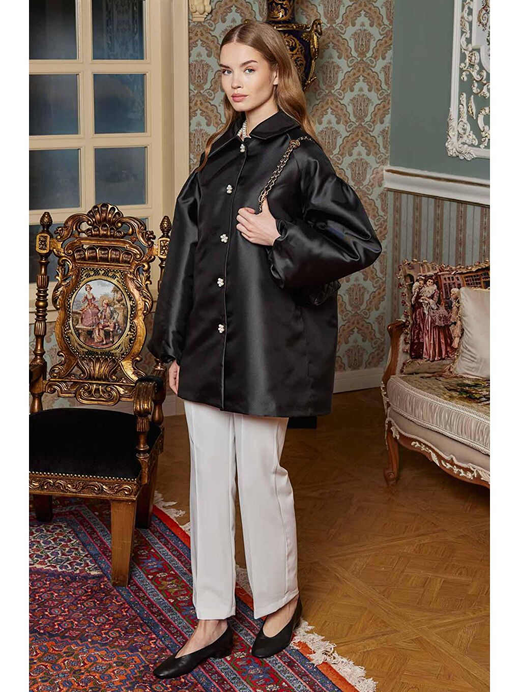 Balon Kol Brokar Tunik - Siyah-3