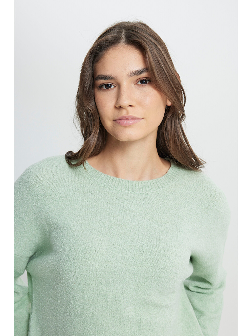 Regular Fit Normal Kesim Mint Yeşili Triko Kazak-5