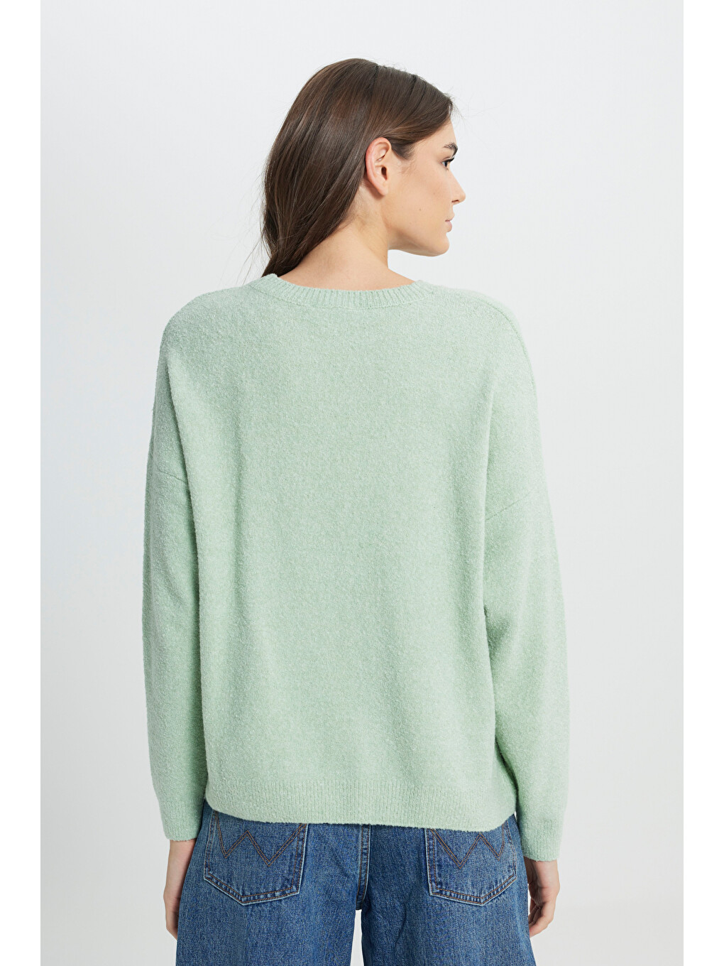 Regular Fit Normal Kesim Mint Yeşili Triko Kazak-6