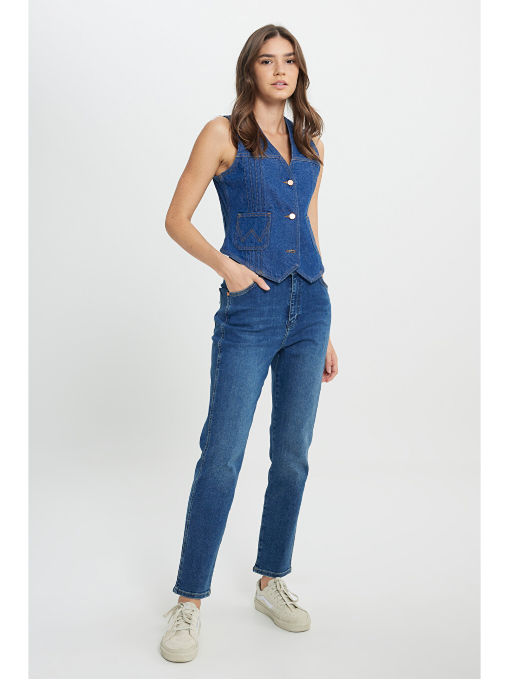 Slim Fit Dar Kesim %100 Pamuk Lacivert Jean Denim Yelek-4